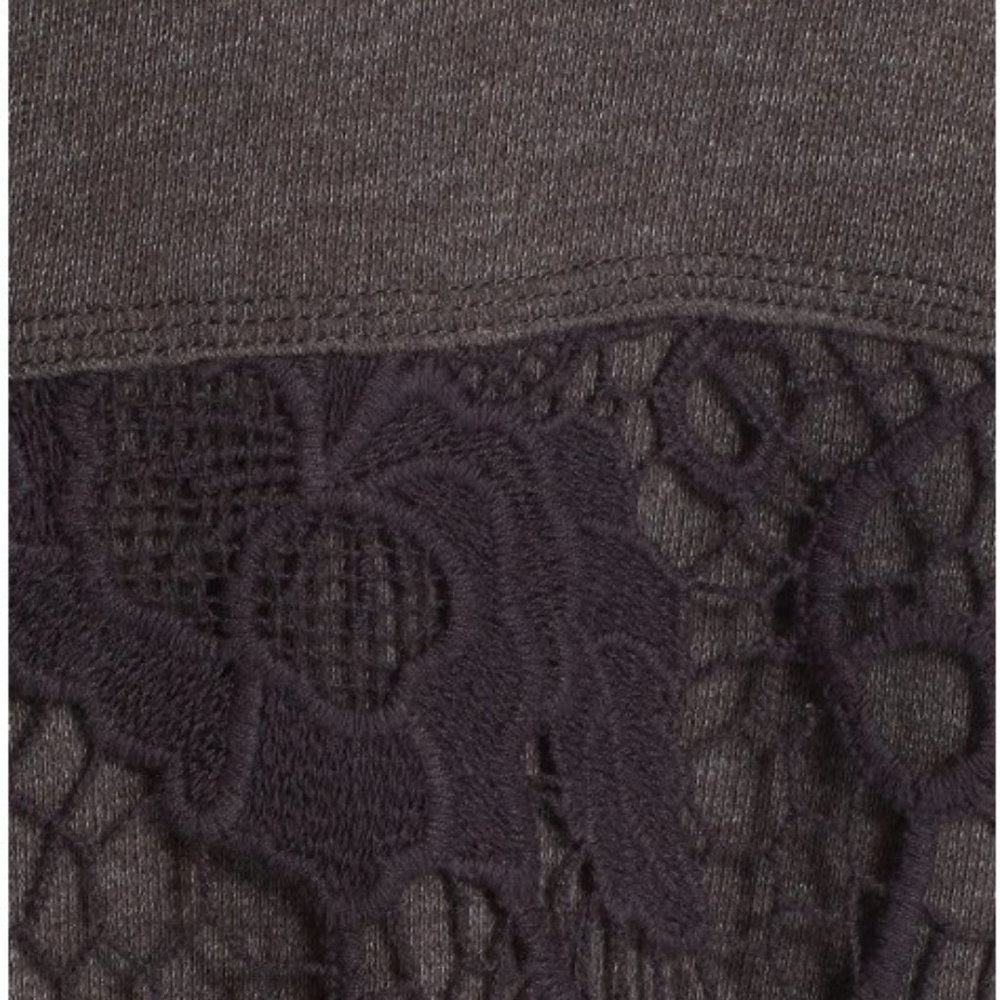 Free People Pretty Rad Lace Split Back Sweater Sz S Gray Crochet - Picture 5 of 16